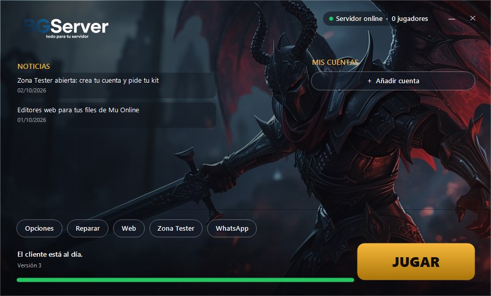 BG Launcher para Mu Online: actualizaciones, cuentas guardadas y estado del servidor